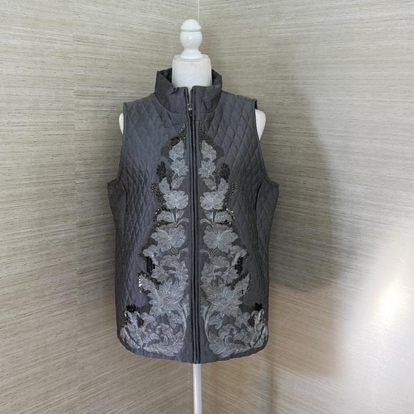 Chico’s Embellished Quilted Vest | Size L 12 - Picture 5 of 9